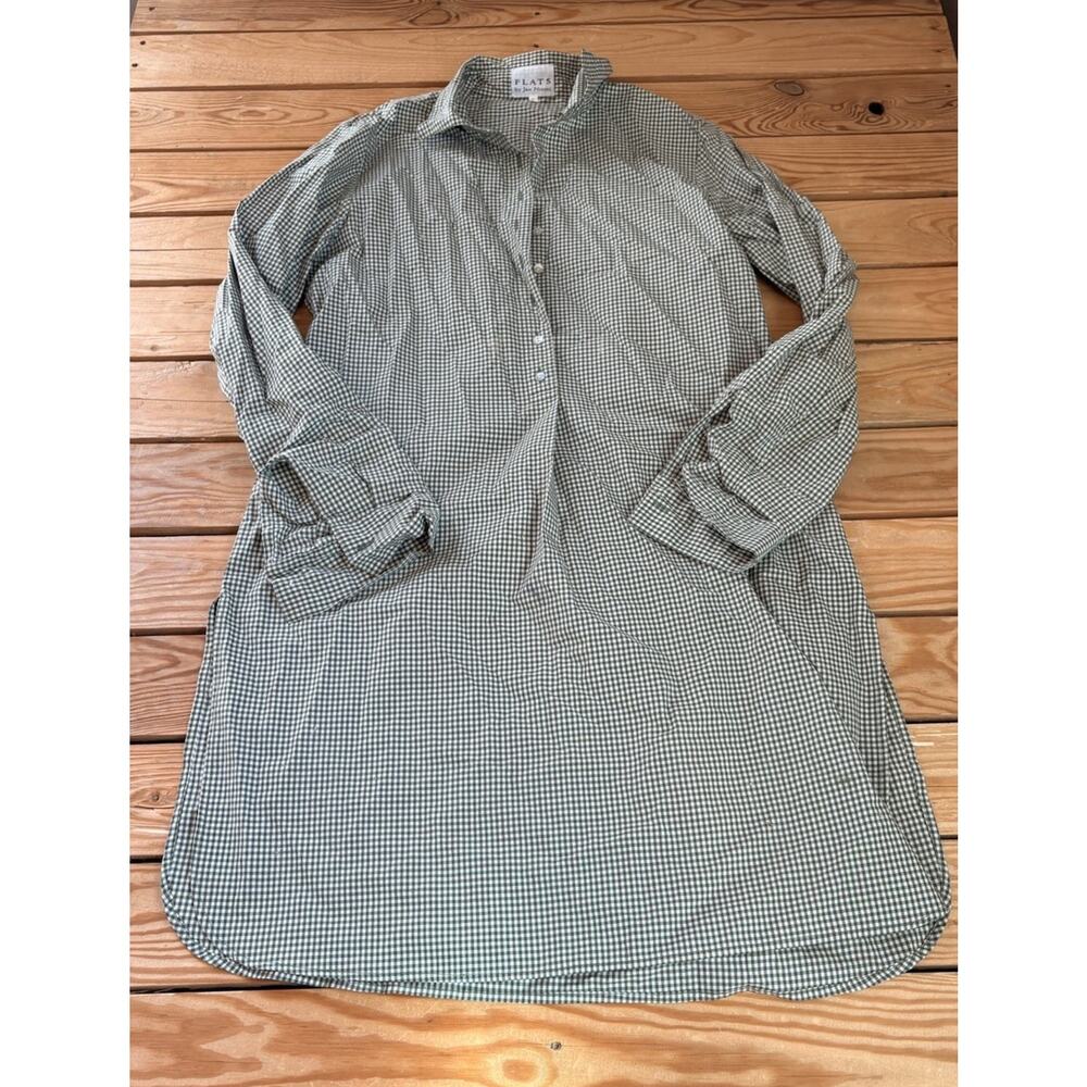 Flats By Jan Niemi Women’s Check Shirt Dress Size L Green P9